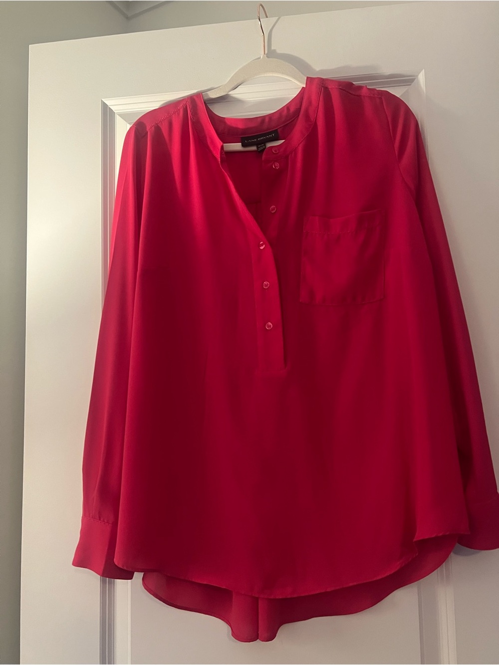 Lush Pink Women's Blouse - Long Sleeve Henley